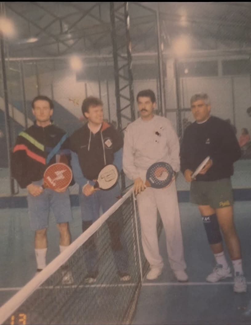 Axel's father playing padel in Ushuaia, 1991